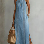Tilly - Robe en denim dentelle rétro