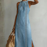 Tilly - Robe en denim dentelle rétro