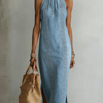 Tilly - Robe en denim dentelle rétro