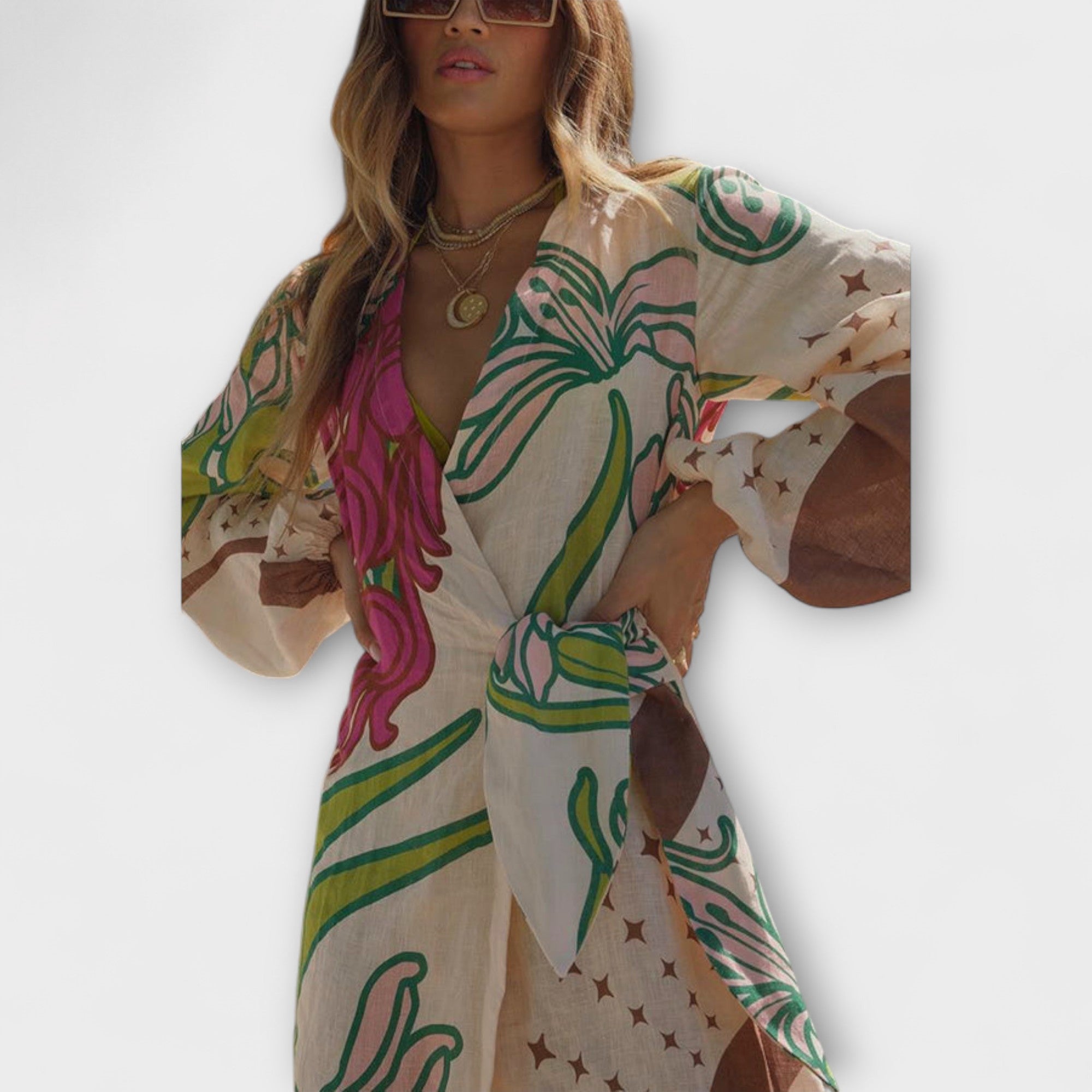 Tracey - Robe longue à ceinture nouée
