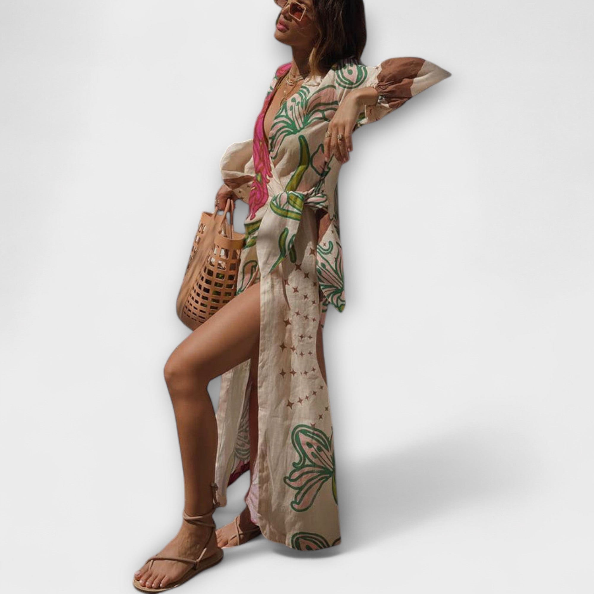 Tracey - Robe longue à ceinture nouée
