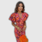 Vera | Robe midi portefeuille fleurie à manches bouffantes