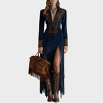Victoria | Robe bohème en daim à franges