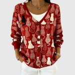 Una | Cardigan de fête à motif chat
