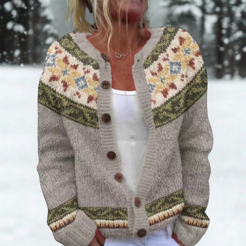 Viola | Cardigan chiné à liseré folk