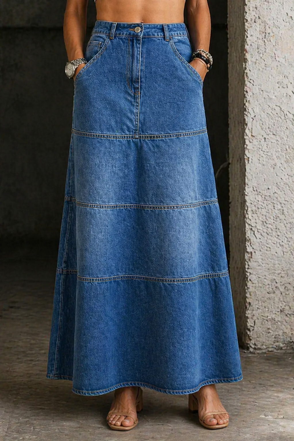Violet - Jupe mi-longue en denim