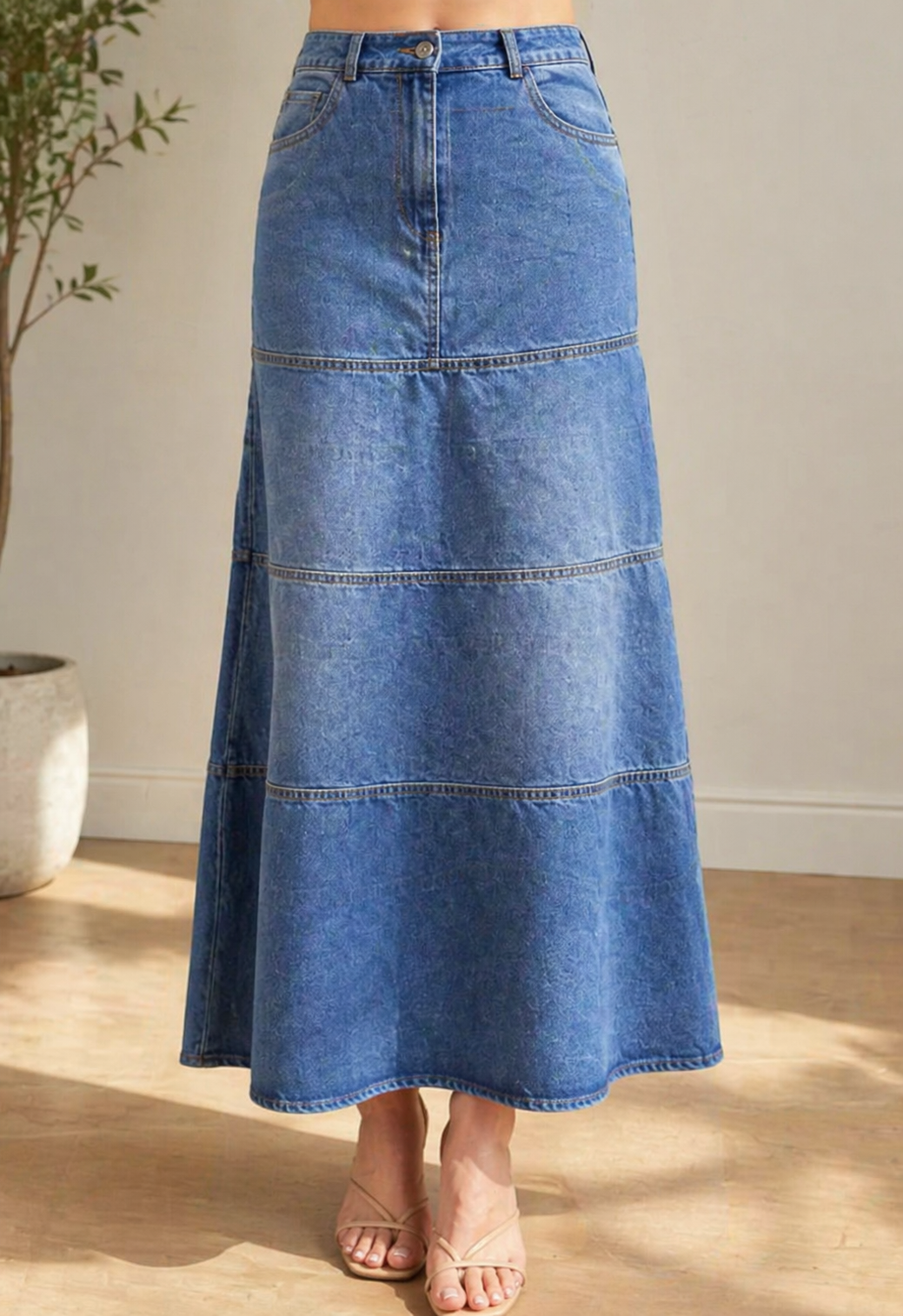 Violet - Jupe mi-longue en denim