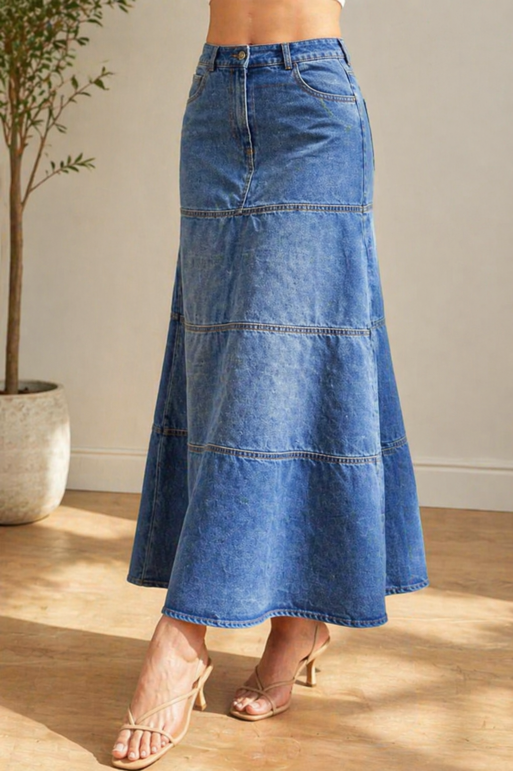 Violet - Jupe mi-longue en denim