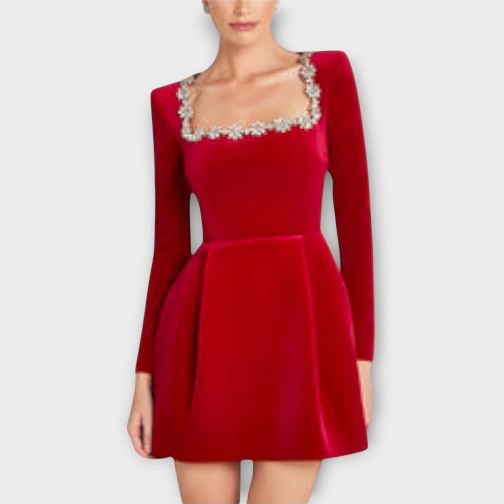 Wren - Robe courte en velours ornée de bijoux
