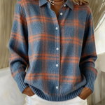 Zafira | Cardigan à carreaux bleu chaud