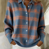 Zafira | Cardigan à carreaux bleu chaud